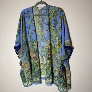 Umgee Cardigan Kimono Boho Paisley Sz M/L Open Front Duster Robe‎ Coverup Gypsy